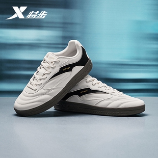 特步德训鞋丨男鞋革面鞋冬季经典薄底男女平底赛车鞋潮流休闲鞋子