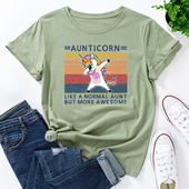 Women shirt纯棉独角兽印花宽松薄款 欧美女装 短袖 圆领t恤女