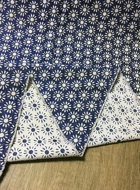 牛仔提花布料 太阳花蓝色棉麻服装包包DIY旗袍女连衣裙设计师面料