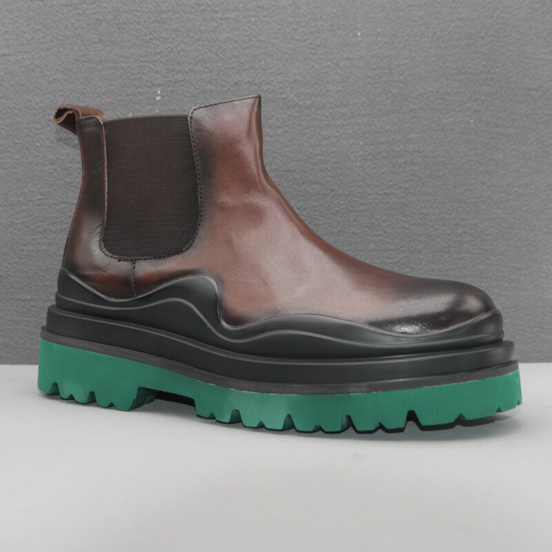 GUANGZHOU HIGH-END LEAKAGE FOREIGN TRADE PROCESSING LEATHER MENS BOOTS WINTER THICK-SOLED COMFORTABLE CHELSEA BOOTS HIGH-TOP MARTIN BOOTS