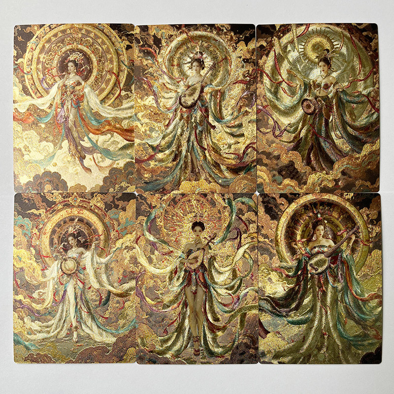 敦煌飞天女神卡半粗闪工艺收藏卡牌一套九张63*88mm