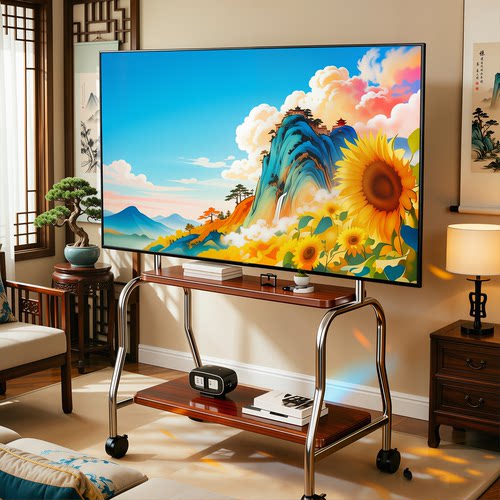 易之固电视可移动支架通用小米海信TCL电视机挂架65 75寸带轮推车