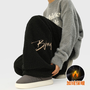 STREET刺绣设计加绒保暖卫裤 休闲棉裤 男士 2025新款 子潮 冬季 INXX