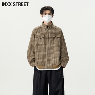 男装 格纹简约外套夹克立领拉链外穿叠穿男士 商务 STREET新款 INXX