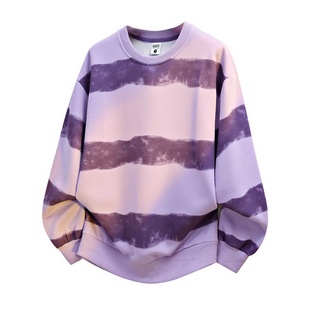 长袖 撞色条纹t恤男卫衣秋冬季 复古圆领加厚 STREET加绒大码 INXX