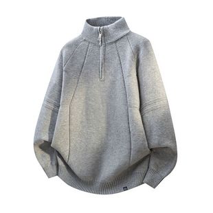 INXX 秋冬男休闲日系慵懒风复古毛衣外套 STREET半拉链立领针织衫