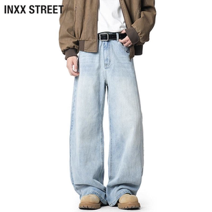复古牛仔裤 休闲美式 直筒宽松阔腿 STREET百搭水洗弯刀男士 INXX