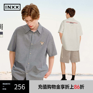 飞机图案绣章衬衣男女同款 衬衫 INXX XRF2040833 日系校园风短袖