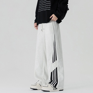 STREET美式 宽松阔腿运动卫裤 拼接三条杠休闲裤 秋季 潮 子男士 INXX