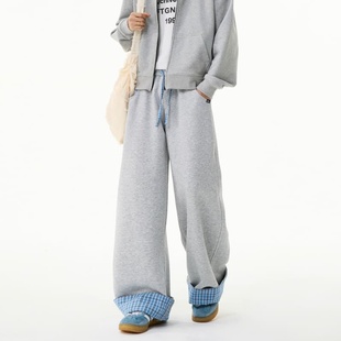 bf宽松松弛卫裤 INXX 子2025秋季 拼接复古格男女休闲裤 STREET美式