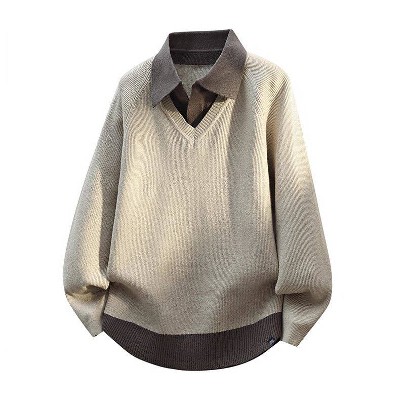 INXX STREET假两件毛衣棉裤套装男士秋冬新款休闲纯色保暖两件套