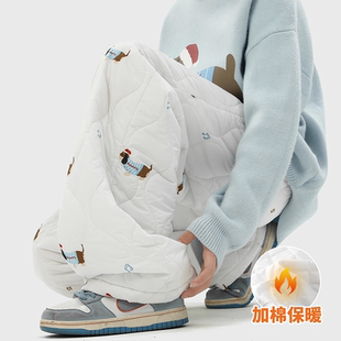 秋冬加绒保暖宽松直筒休闲滑雪裤 男士 子 STREET腊肠小狗棉裤 INXX