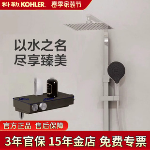 科勒沁朗恒温双花洒淋浴柱灵控恒温卫生间大顶喷按摩置物台23753T
