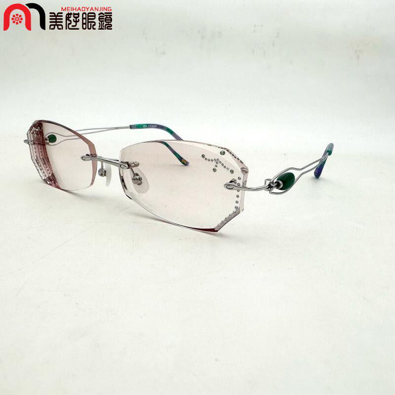 专柜正品 韩国YEIN魅影无框切边镶钻近视眼镜6204 镶玛瑙眼镜女款