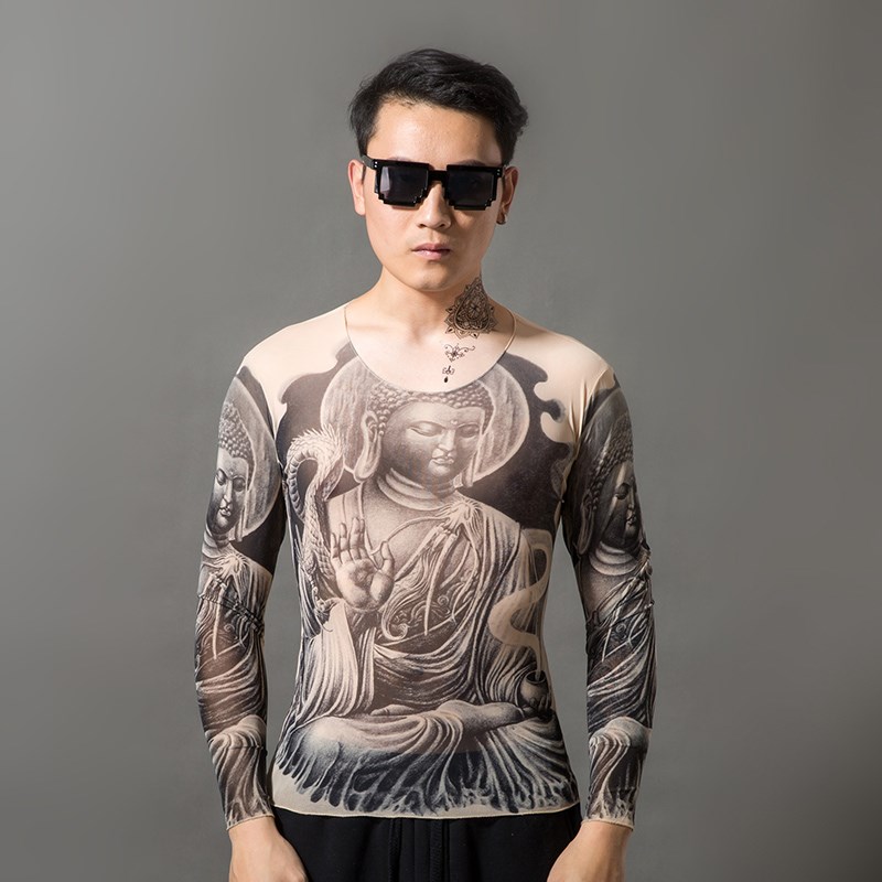 纹身衣服男夏社会紧身印花T恤 情侣3D刺青关公背心女长袖花臂袖套|ruв категории Мужская одежда, футболка - от Buy2taobao.com для оказания профессиональной услуги покупки агента Taobao