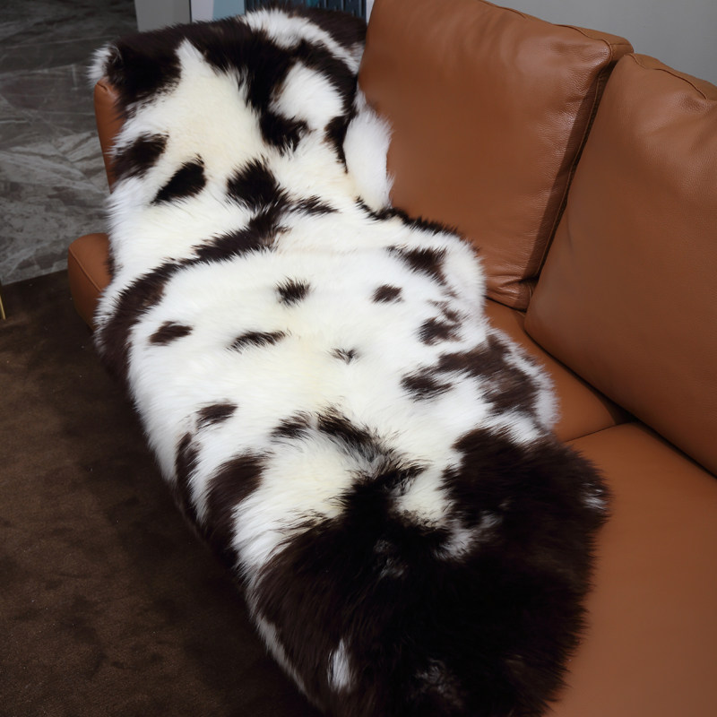 创意复古花纹纯羊毛沙发垫坐垫皮毛一体垫子澳洲整张羊皮椅子垫毯