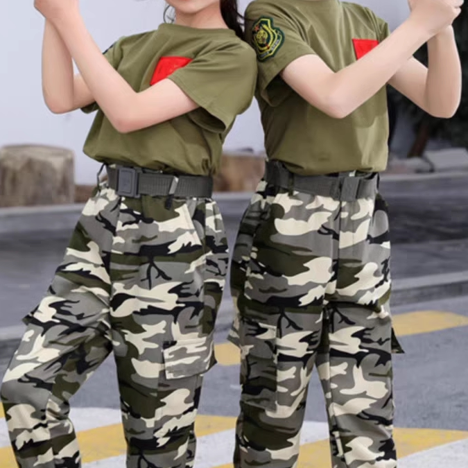 迷彩服儿童男女童军训班服套装少年军事夏令营演出特种兵表演服装