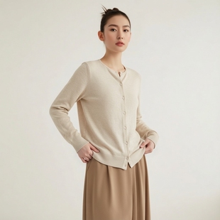 万丽（服饰）女士圆领开衫柔软通勤百搭女装针织衫女款