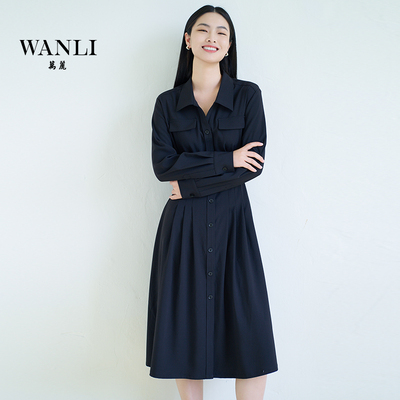 万丽复古长裙小翻领连衣裙