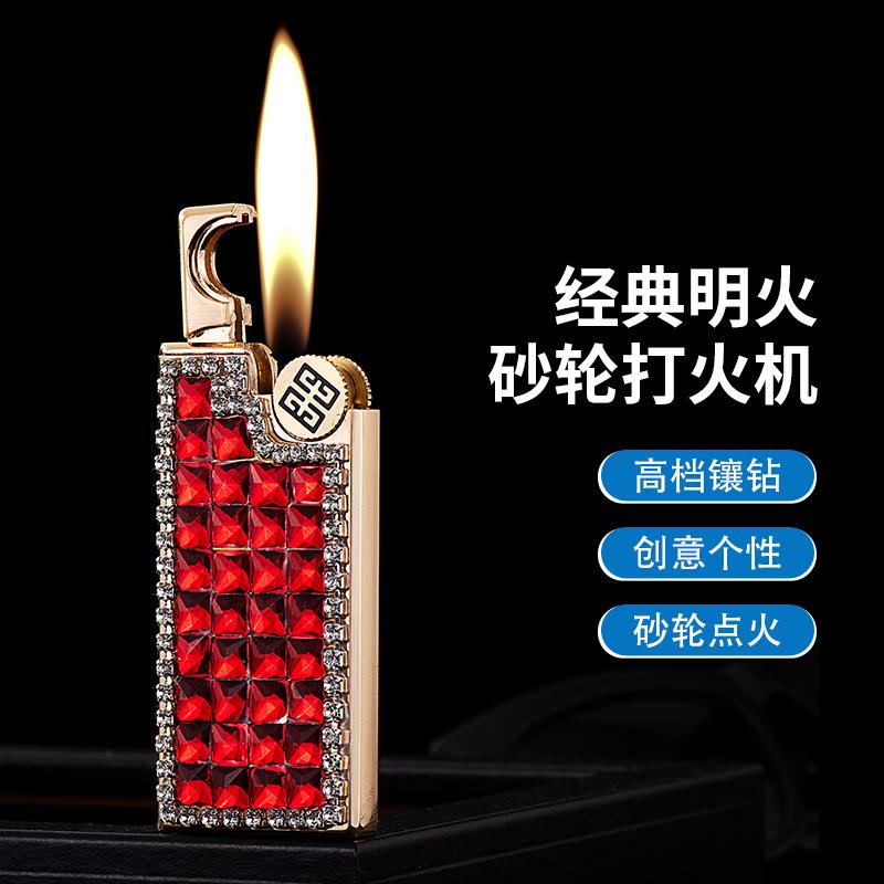纯手工高档水晶贴钻火机玻璃钻经典超薄砂轮送闺蜜女神女士打火机