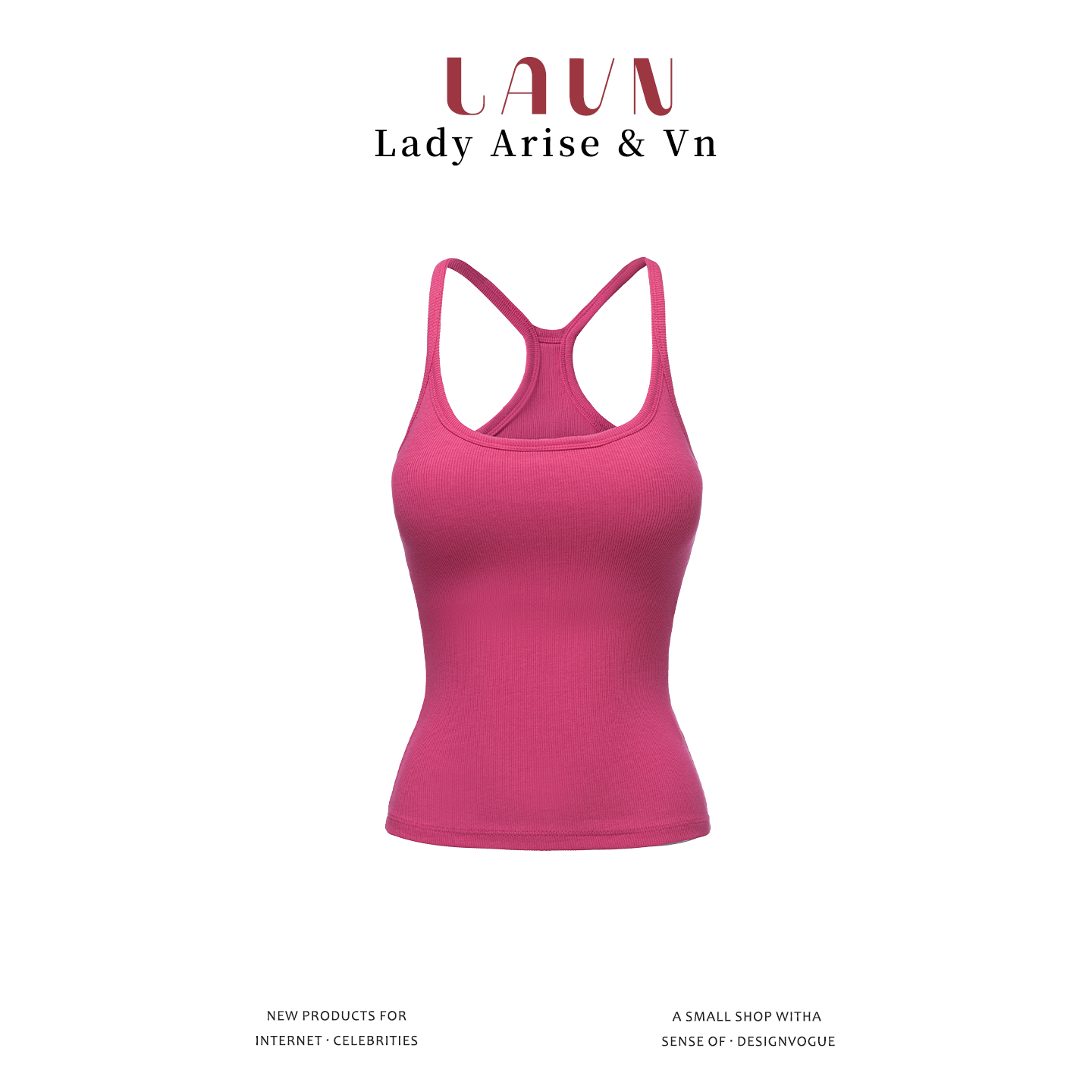 LAVN 火龙果色吊带背心女遮副乳防走光带胸垫外穿挂脖背心上衣夏