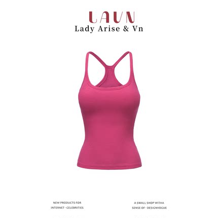 LAVN 火龙果色吊带背心女遮副乳防走光带胸垫外穿挂脖背心上衣夏