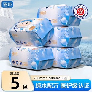 丽邦纯水湿厕纸女士专用家庭实惠装大包大尺寸80抽清洁厕纸湿巾