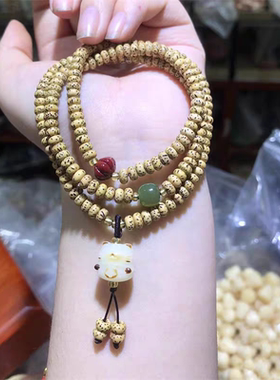 花道语阁原生态黄金籽星月菩提手串迷你多圈女款原创手链炭烧复古