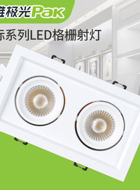 三雄极光星际LED单头双头格栅天花射灯2*6W 10W格栅嵌入式斗胆灯