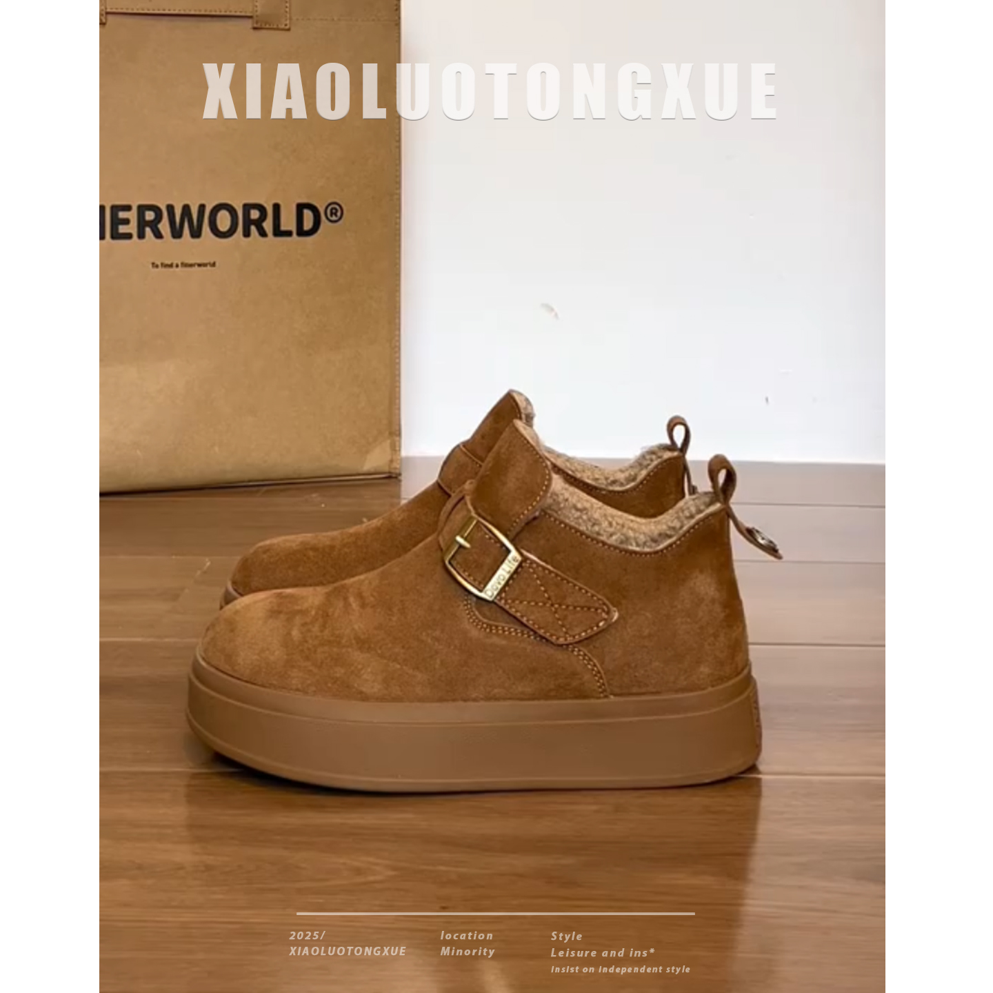 勃肯鞋女2025年冬季加绒保暖百搭一脚蹬棉鞋厚底休闲软底时尚女鞋