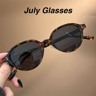 新款 韩系玳瑁色书呆子墨镜女遮阳防紫外线小众偏光带度数太阳眼镜