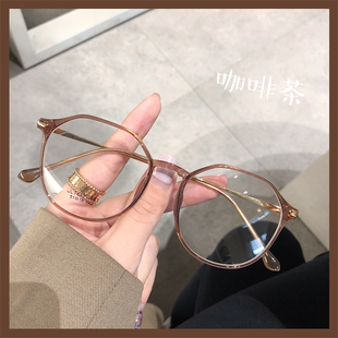 ins同款 素颜大脸显瘦潮 咖啡茶色眼镜框女可配度数网红镜架男韩版