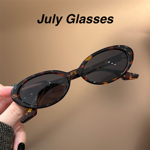 欧美复古玳瑁色椭圆小框偏光墨镜男女高级感ins猫眼墨镜防紫外线