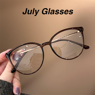 超轻TR微猫眼板栗棕眼镜框可配近视眼镜防蓝光平光眼镜女眼镜架