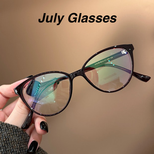 气质热颂红猫眼眼镜大框镜框近视可配度数时髦时尚 超轻平光镜 个性