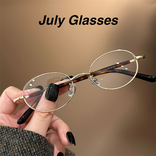 复古亮金玳瑁书呆子小椭圆框复古金丝眼镜近视女可配度数眼镜框架