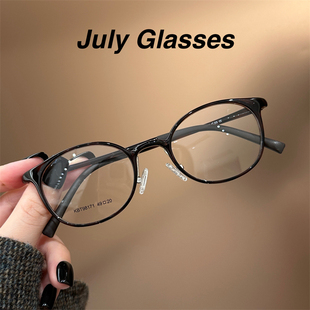 超轻焦糖玳瑁塑钢钛眼镜框可配近视高度数镜片女不压鼻复古眼镜框
