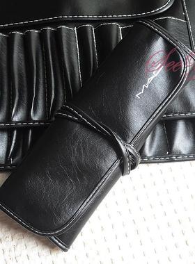 M包邮黑色皮质化妆刷包绑绳长杆套刷收纳包笔袋12/15/18/24/30格