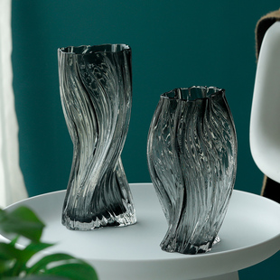 北欧风摆裙花瓶水培干花玫瑰水养富贵竹百合高档玻璃餐厅客厅摆件