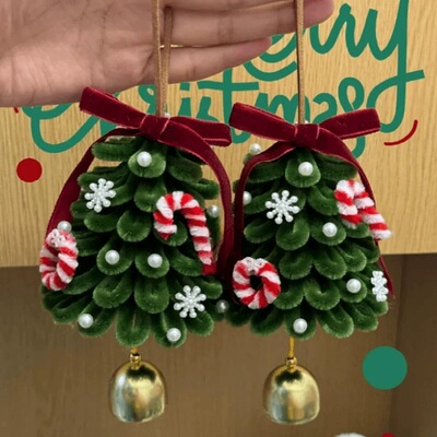 手工编织扭扭棒圣诞树挂件diy