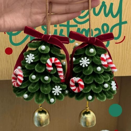 手工编织扭扭棒圣诞树挂件diy