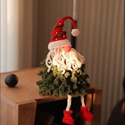 手工编织扭扭棒圣诞树老人diy