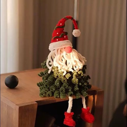 手工编织扭扭棒圣诞树老人diy