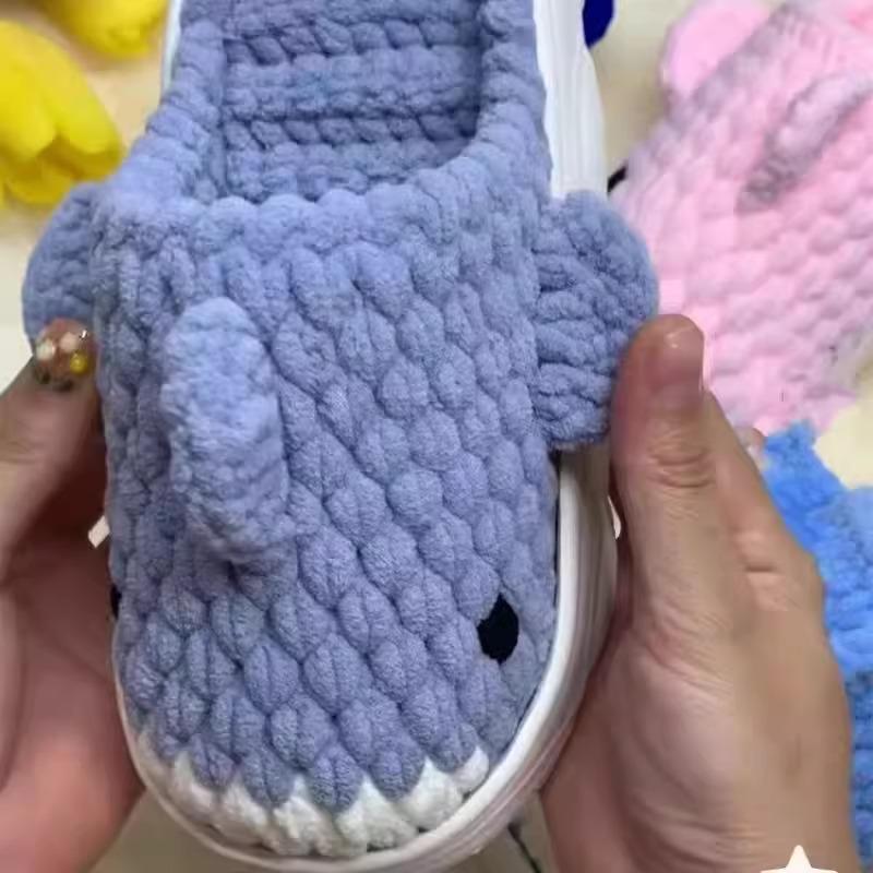 可爱鲨鱼拖鞋材料包居家棉拖