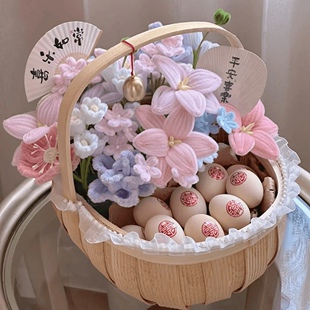 扭扭棒鸡蛋花篮diy材料包自制手工编织花束送朋友孕妇月子花礼物