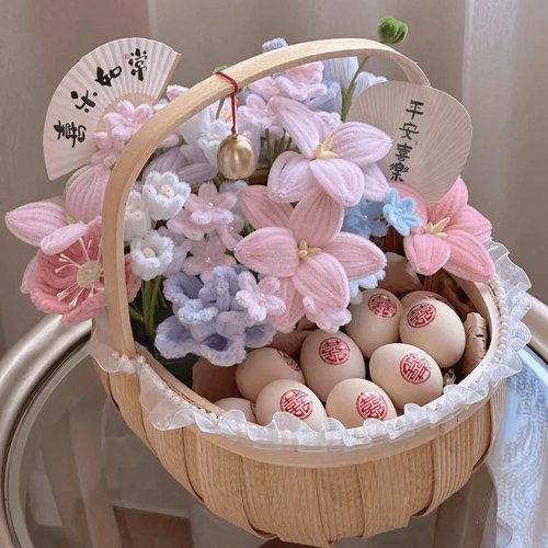 手工编织扭扭棒鸡蛋花篮diy材料