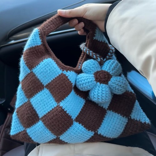 创意ins手工编织菱形包diy材料包