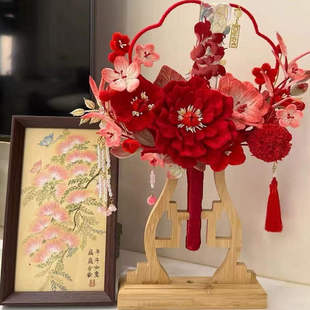 扭扭棒手捧花团扇手工编织diy材料包自制婚礼花束送闺蜜生日礼物