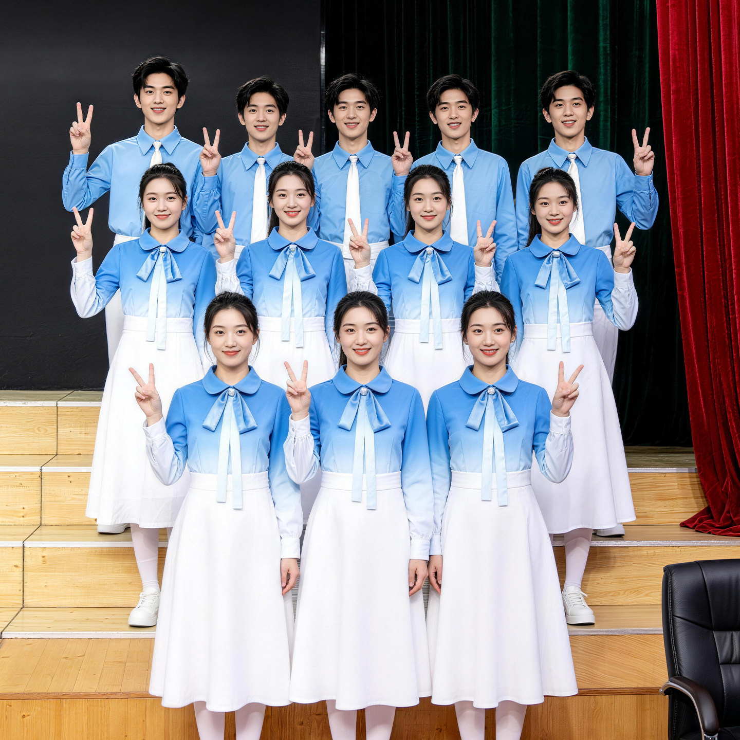 初高中学生爱国合唱比赛朗诵演出图片