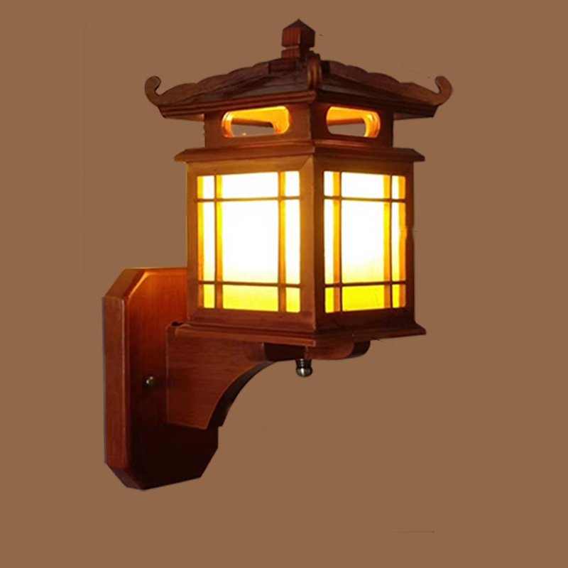 中式壁灯复古壁灯古典实木艺雕花壁灯